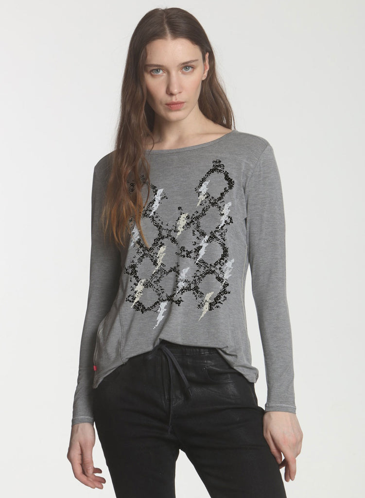 Graphic Riley LS Tee - Grey Snake Bolts