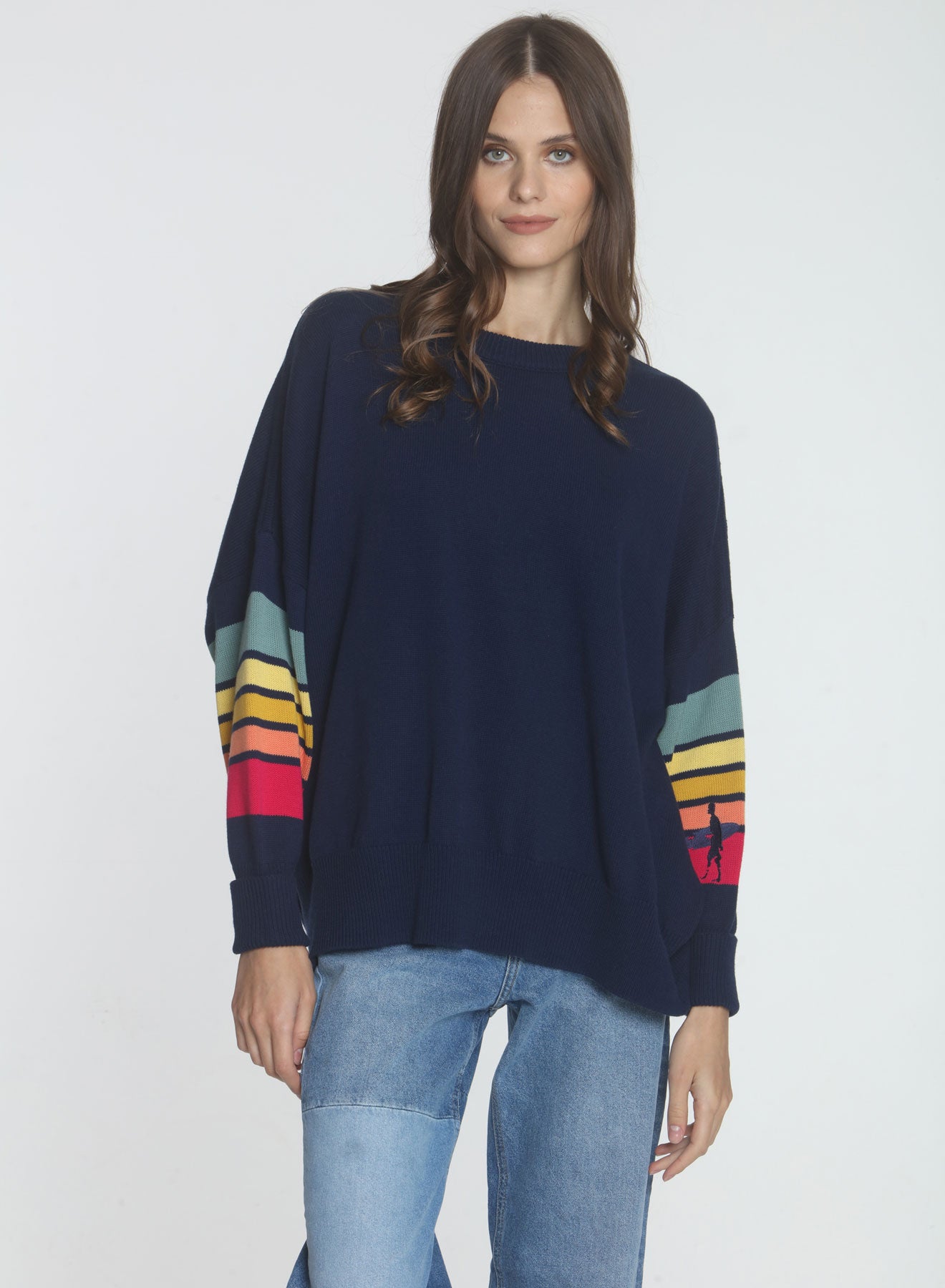 LABEL thread Women s Cotton Retro Sweatshirt Navy Surf