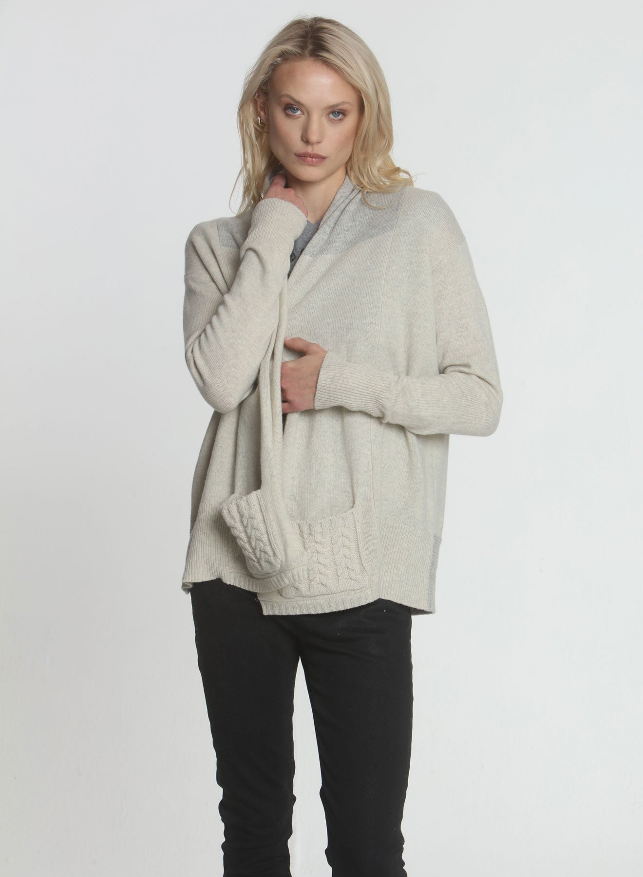 LABEL+thread Wool Claire Cardigan - Stone