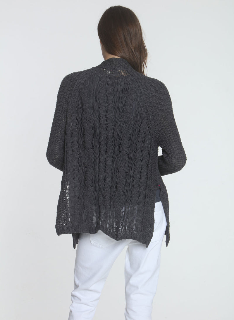 Dillon Cable Cardigan - Charcoal