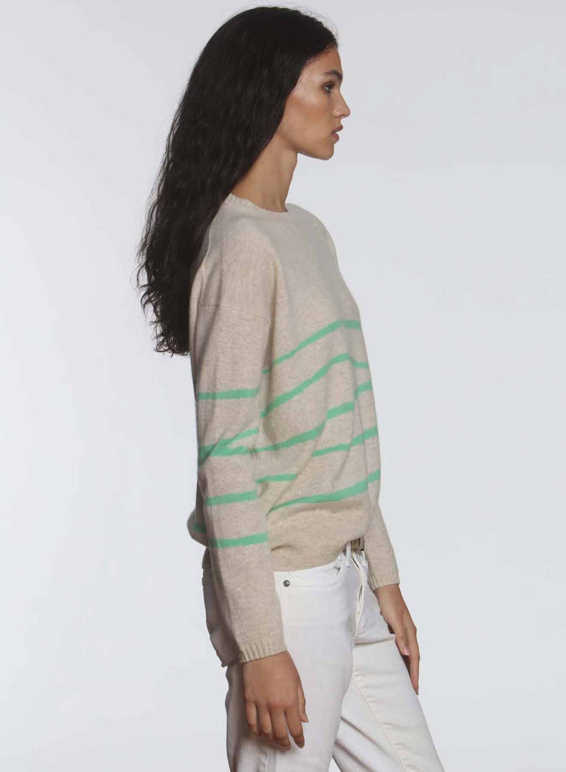 Big Sky Stripe - Ecru/green