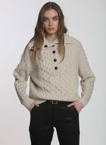 Millie Button Neck - Ecru