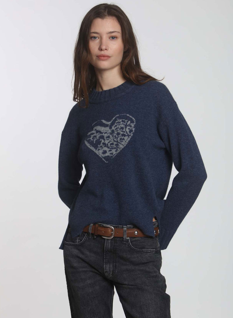 Scroll Heart - Navy/grey