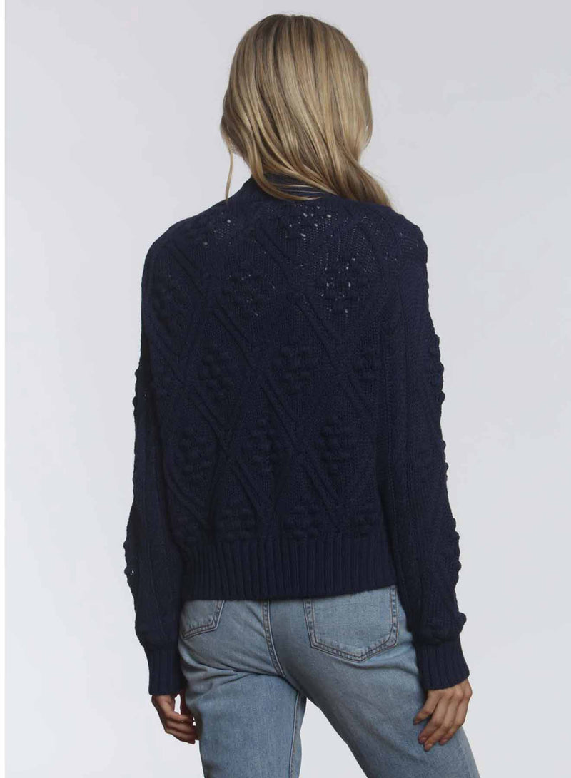 Cara Bobble Cardigan - Navy