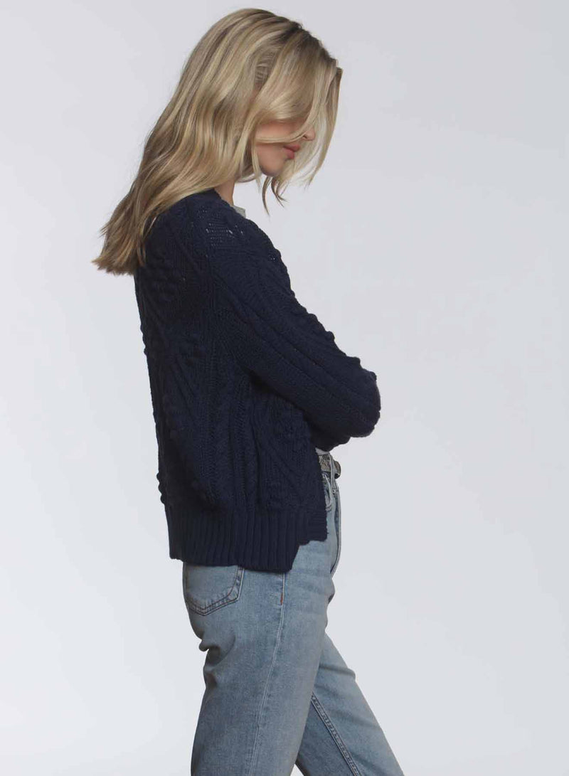 Cara Bobble Cardigan - Navy