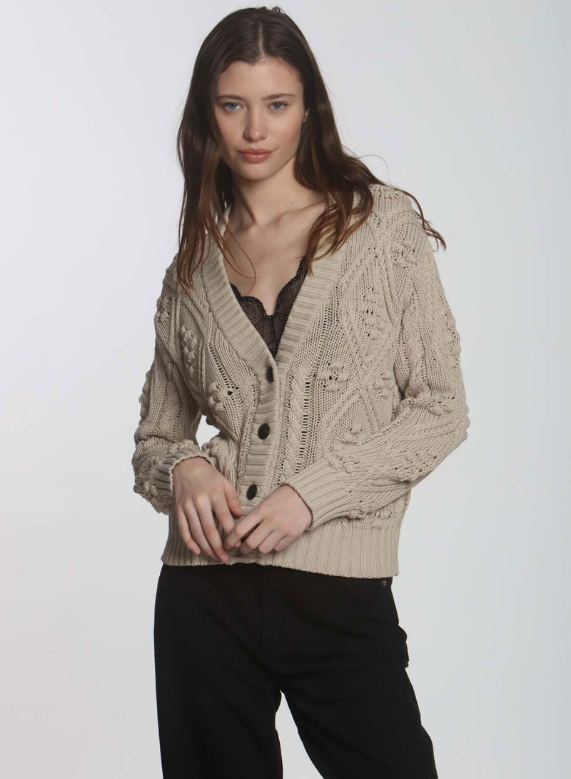 Double Diamond Cardigan - Wheat