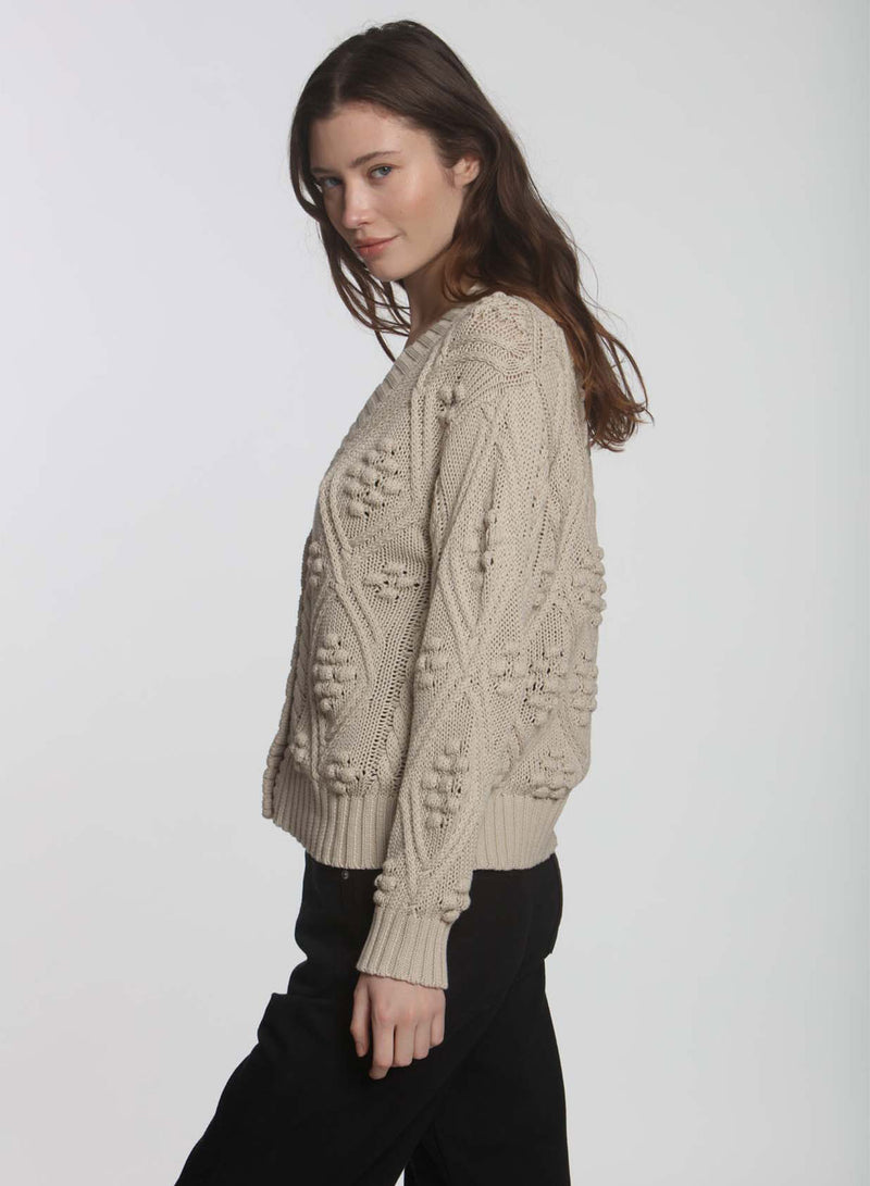 Double Diamond Cardigan - Wheat