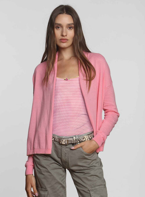 Petit Rose Tank - Flamingo/white