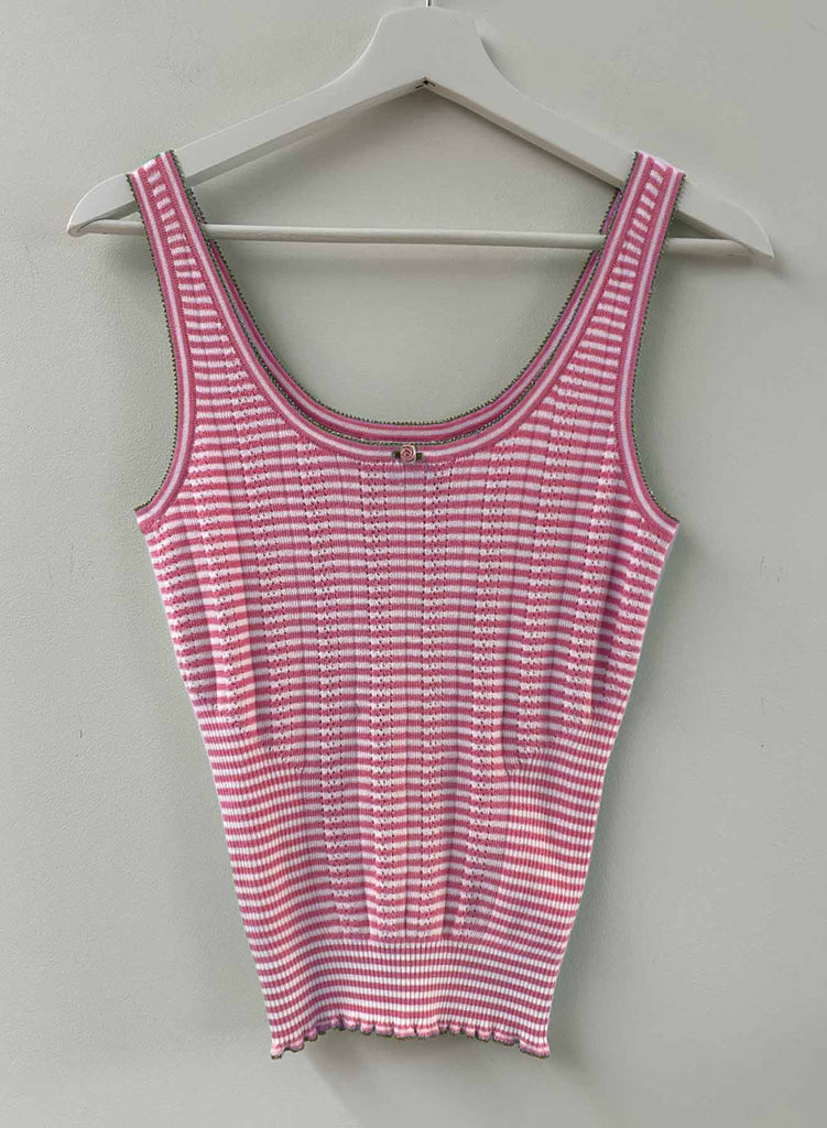 Petit Rose Tank - Flamingo/white