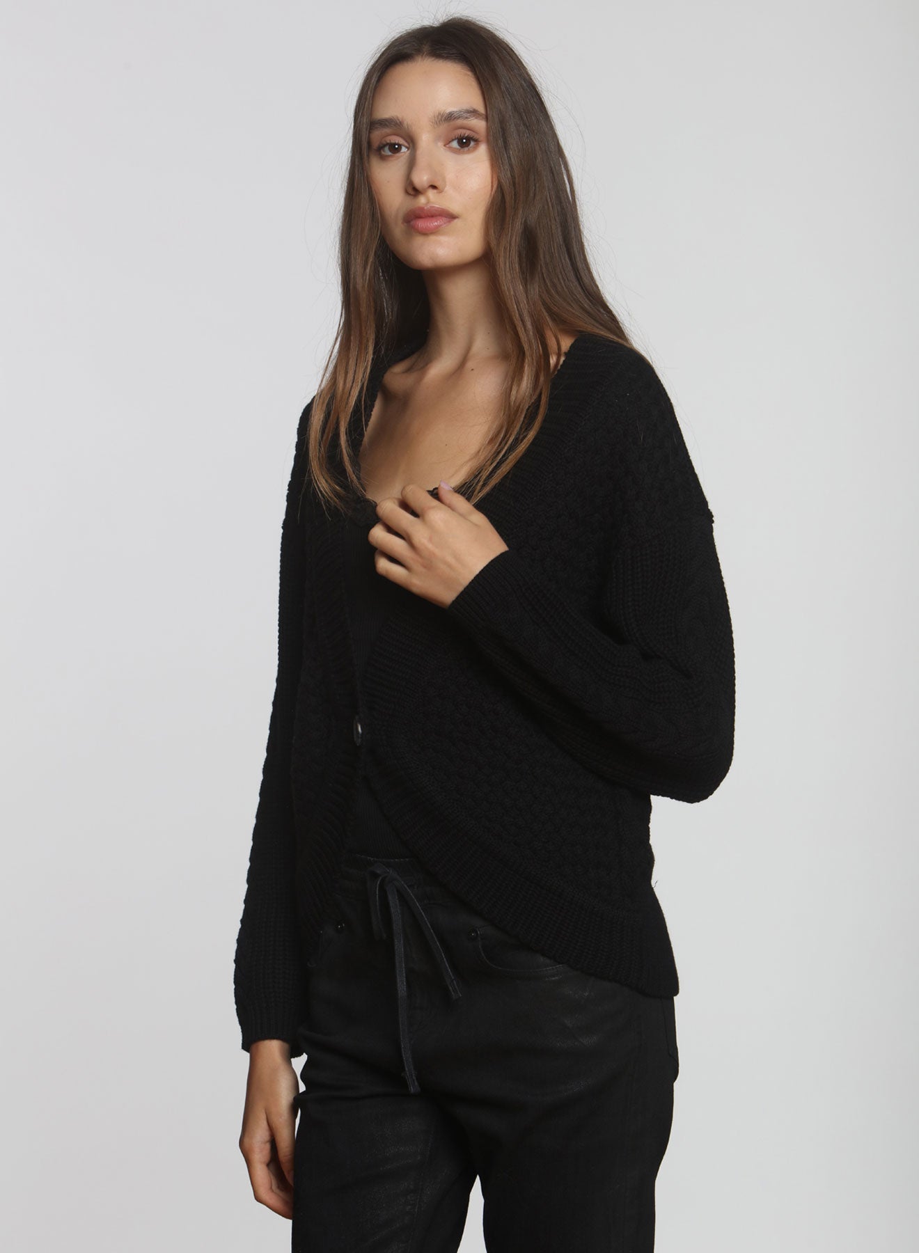 Threadbare Carol LABEL+thread Women's Cotton Carol Curve Cardi - Black