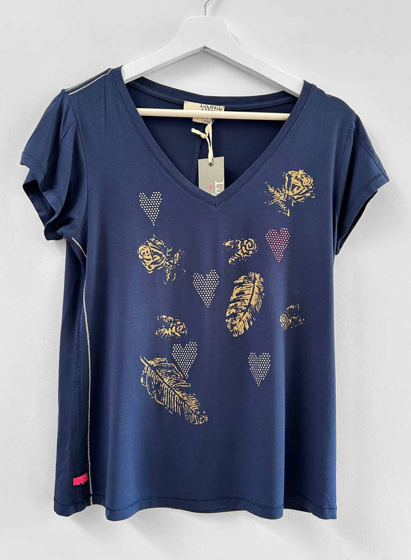 Graphic Harper Vee - Navy Feathers Crystal