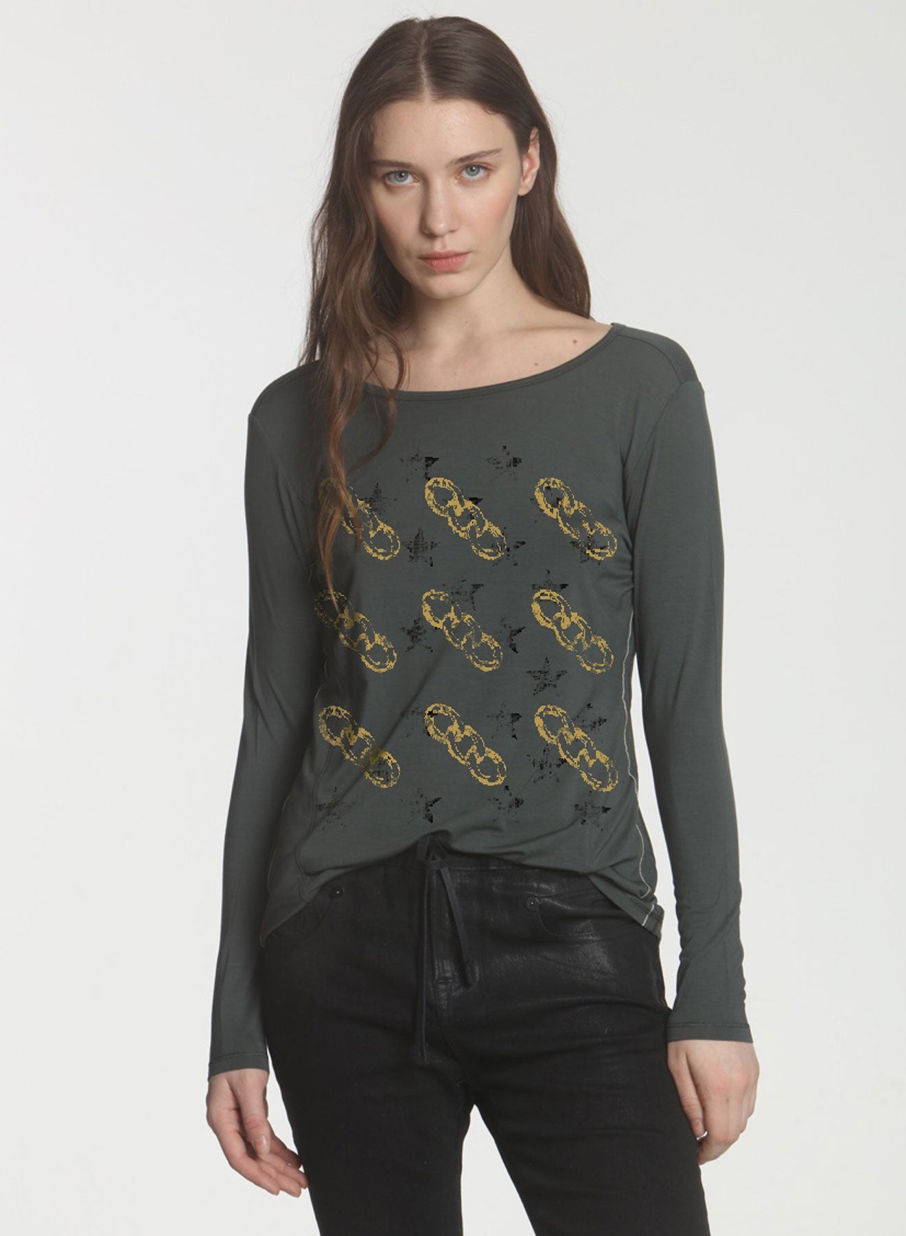 LABEL+thread Women's Graphic Riley LS Modal Tee - Loden Chain Galaxy