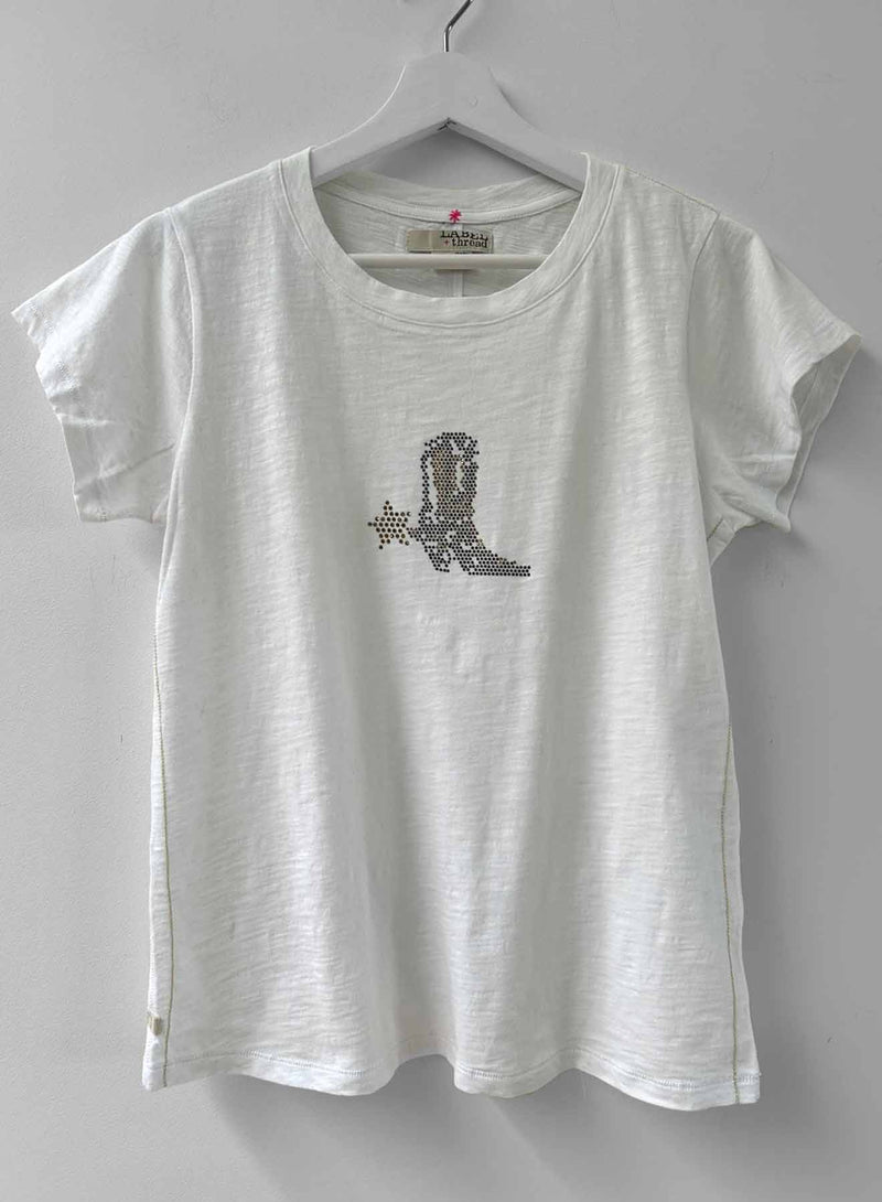 Graphic Ava Tee - White Boot Crystal