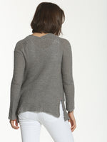 Leather Button Cardigan