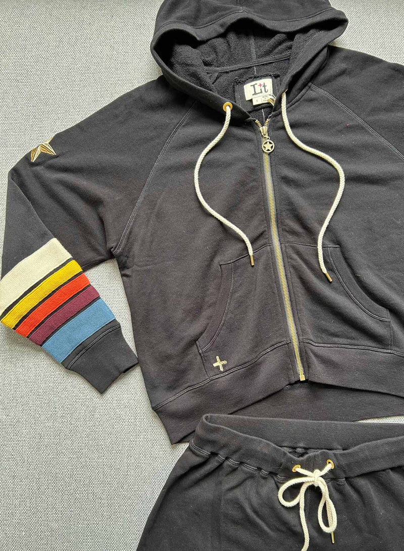Jackie Zip Hoodie - Black