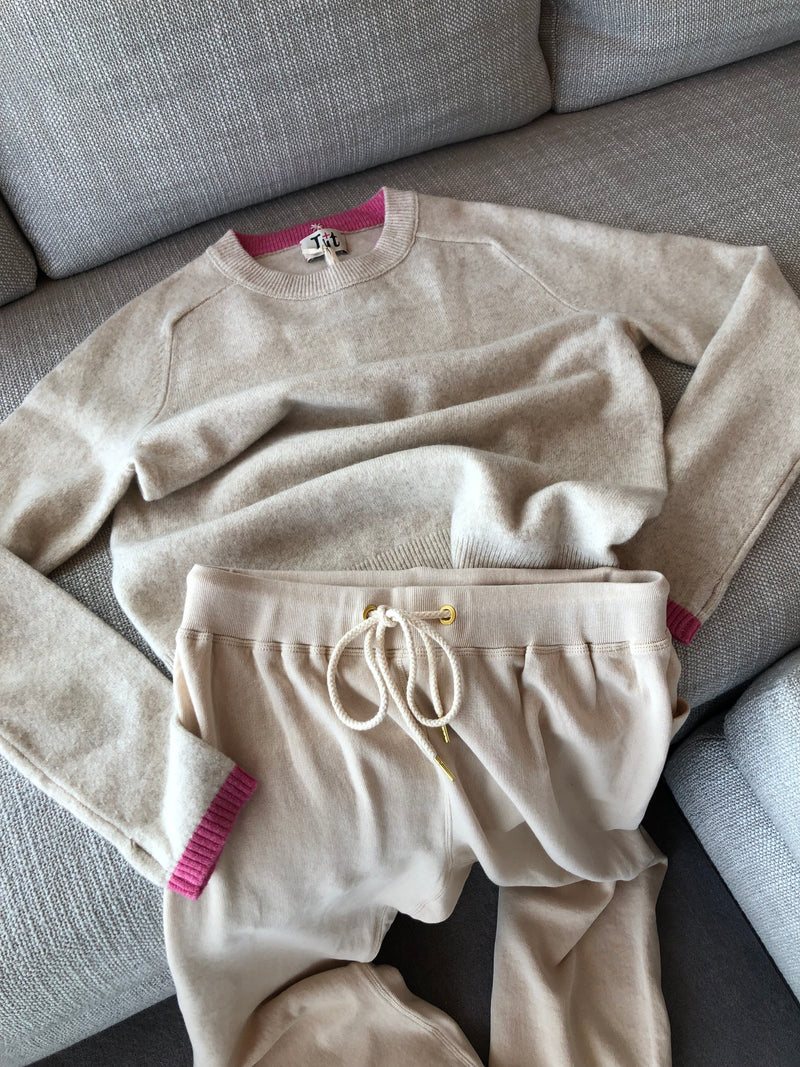 Chrissy Cozy Crew - Ecru/pink