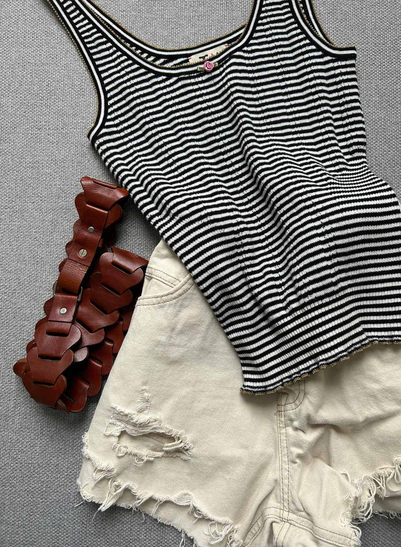 Petit Rose Tank - Black/white
