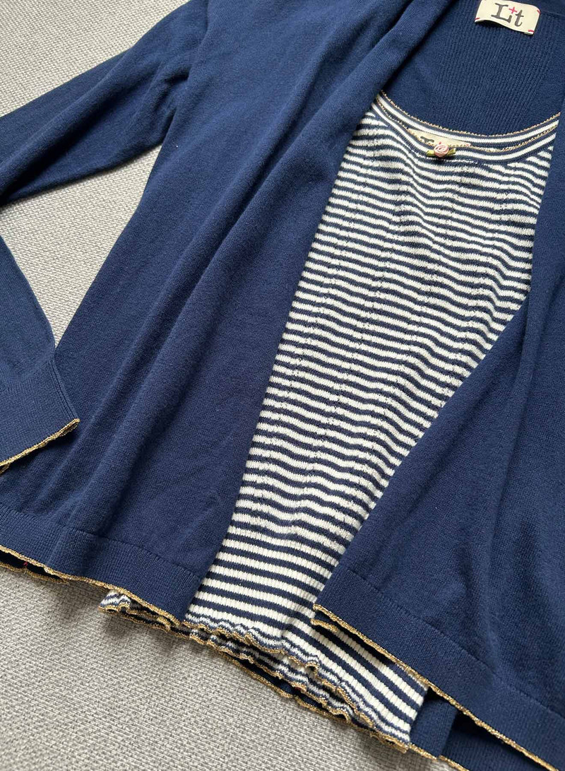 Petit Rose Tank - Navy/white
