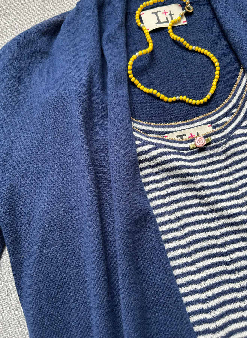 Petit Rose Tank - Navy/white