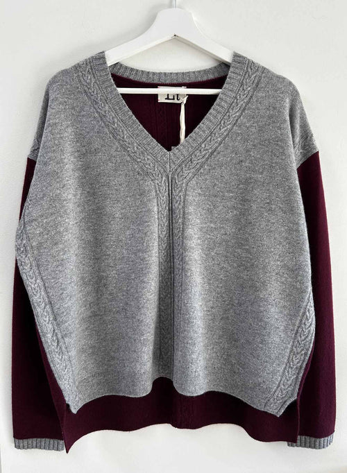 Parker Block Vee -Grey/merlot