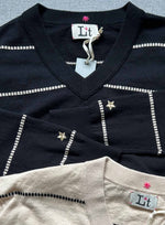 Waverly Stripe Vee - Black/bone