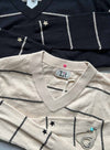 Waverly Stripe Vee - Bone/black