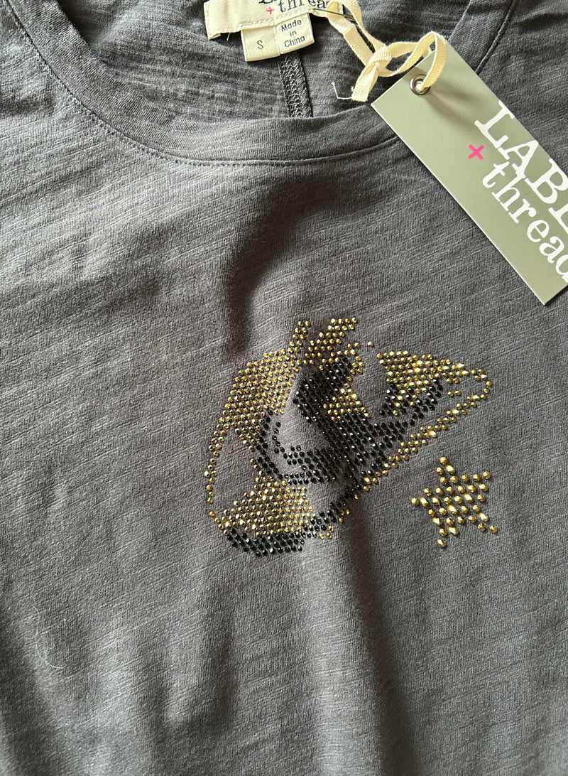 Graphic Ava Tee - Graphite Hat Crystal