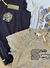 Graphic Ava Tee - Navy Texas Rose