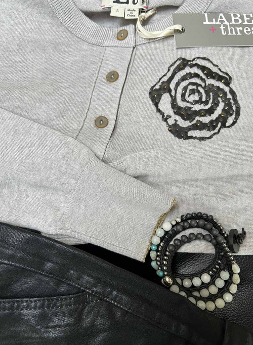 Texas Rose Cardigan - Fog