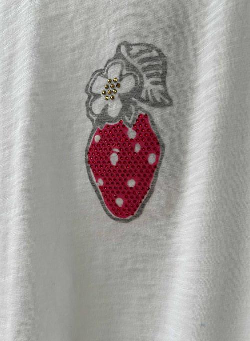 Graphic Ava Tee - White Strawberry Crystal