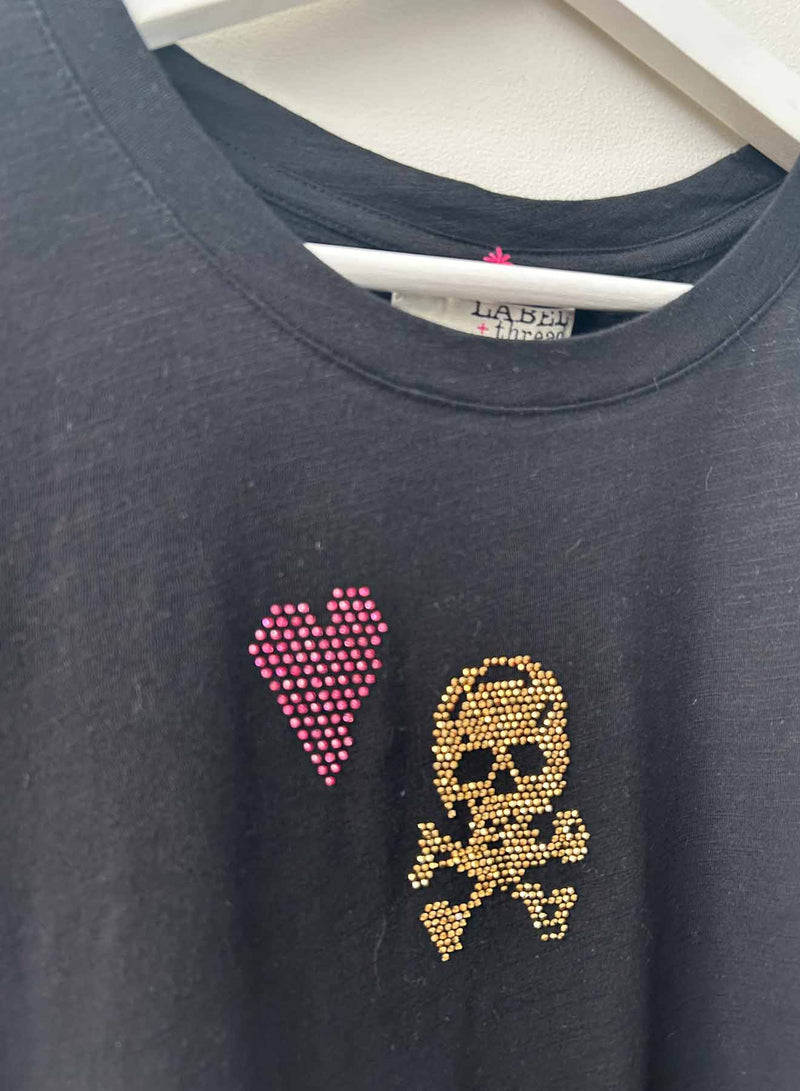 Graphic Ava Tee - Black Skull Crystal