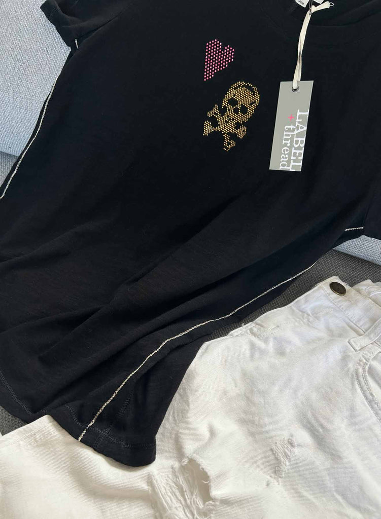 Graphic Ava Tee - Black Skull Crystal