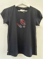 Graphic Ava Tee - Black Hot Lips Crystal