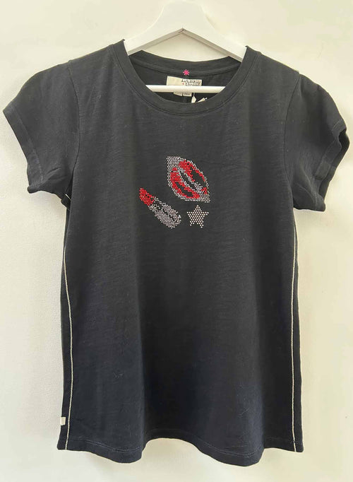 Graphic Ava Tee - Black Hot Lips Crystal