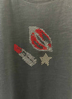Graphic Ava Tee - Black Hot Lips Crystal