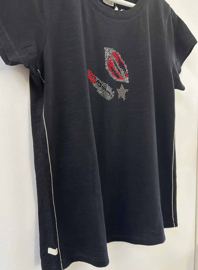 Graphic Ava Tee - Black Hot Lips Crystal