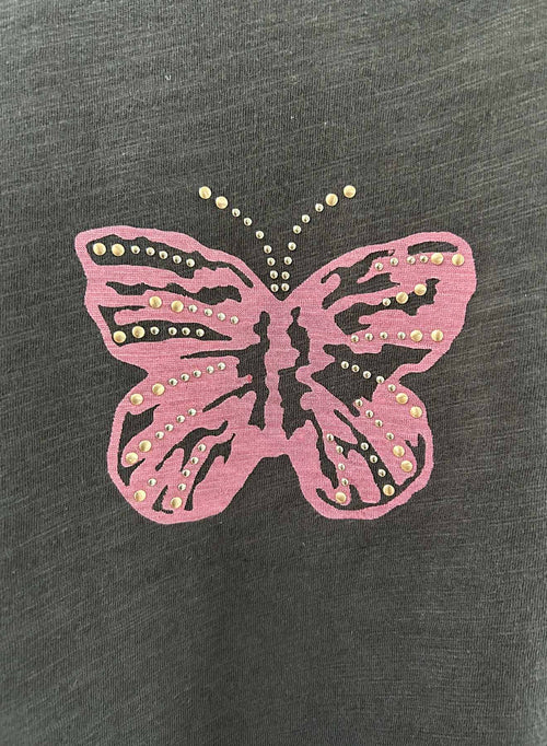 Graphic Ava Tee - Graphite Mariposa