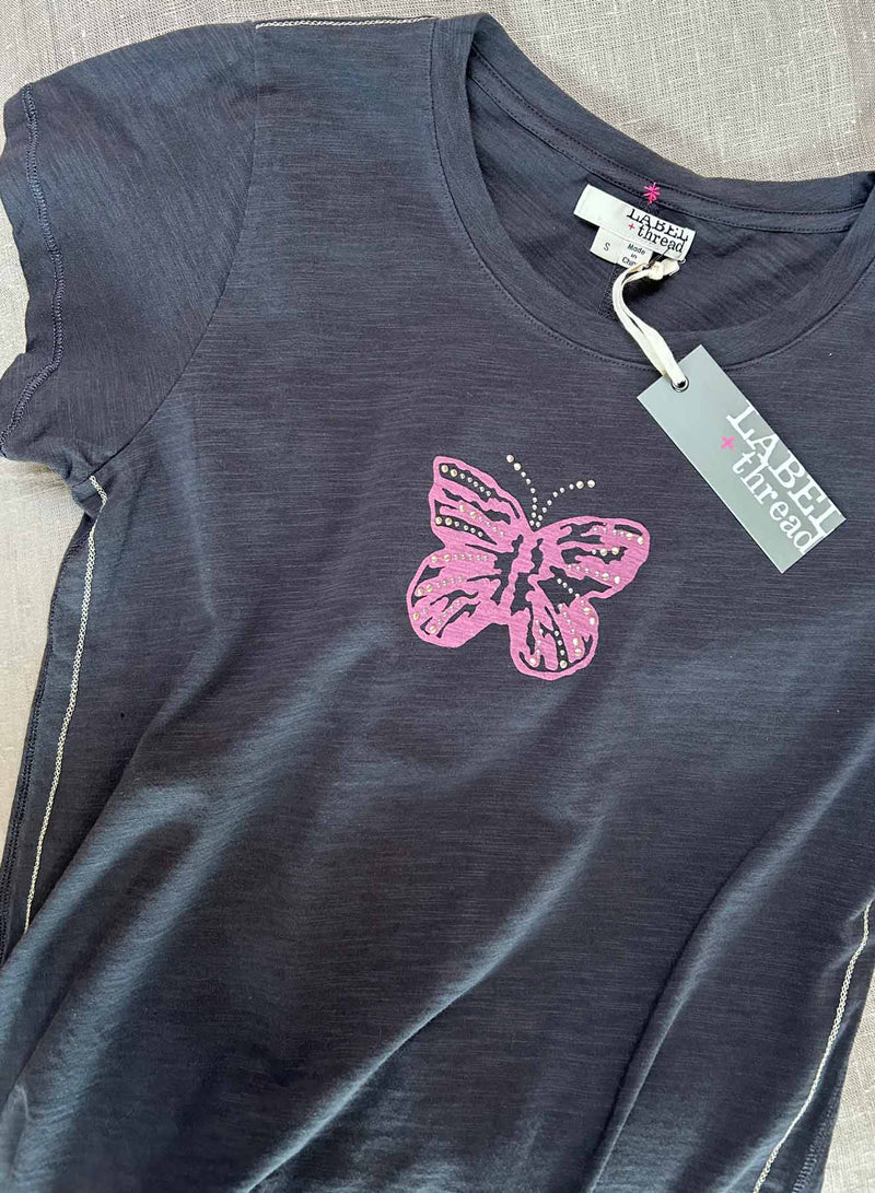 Graphic Ava Tee - Graphite Mariposa