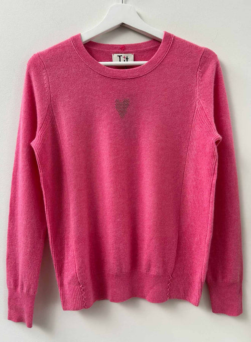 Core Cashmere Crew - Flamingo Heart