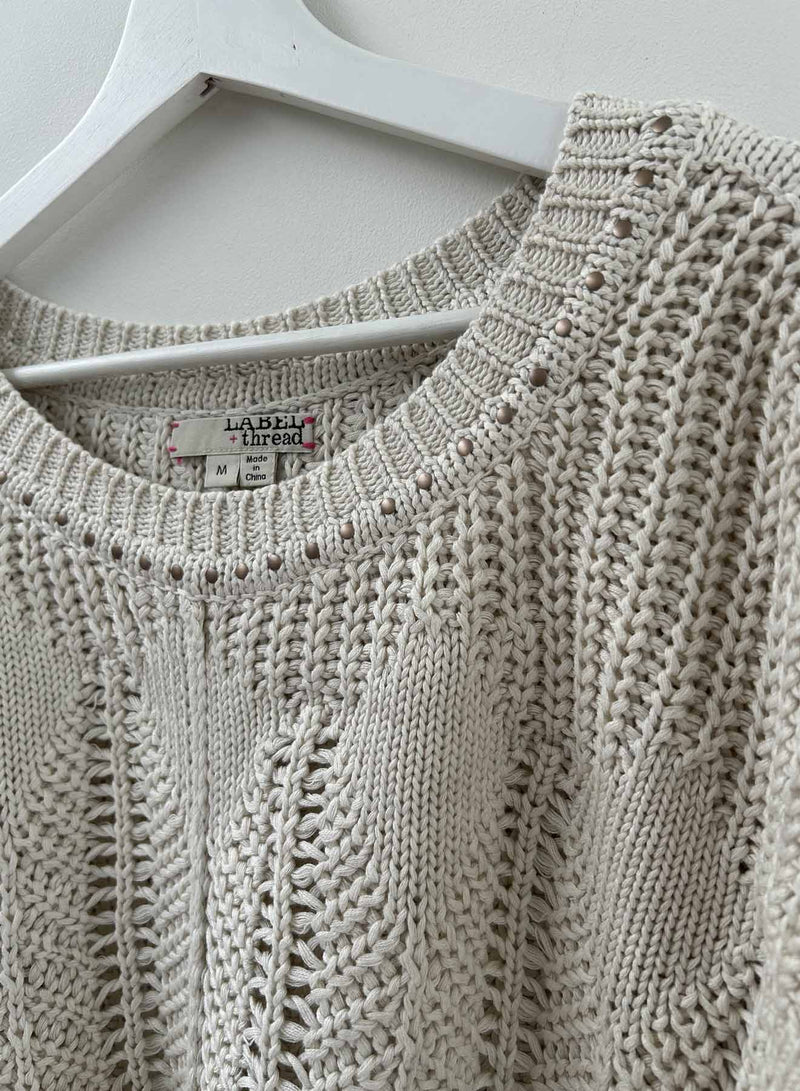 Lyla Cable Sweater - Stone Stud