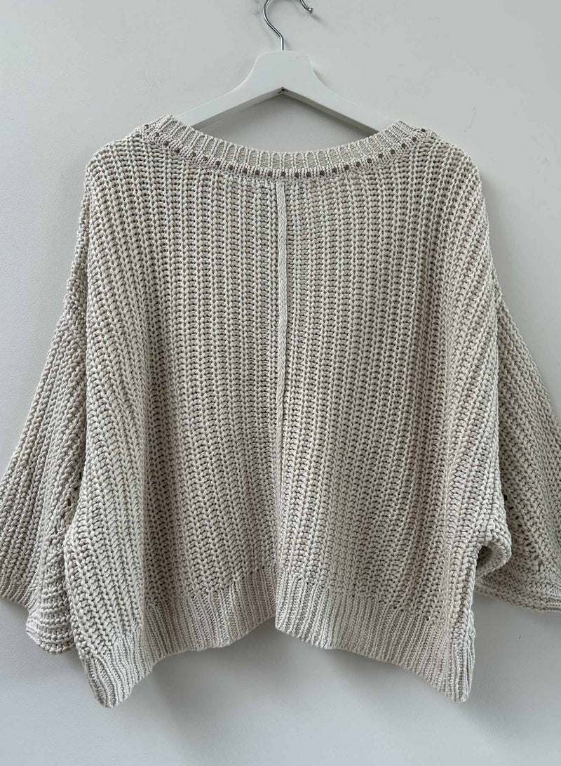 Lyla Cable Sweater - Stone Stud
