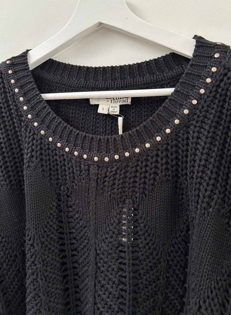 Lyla Cable Sweater - Black Stud