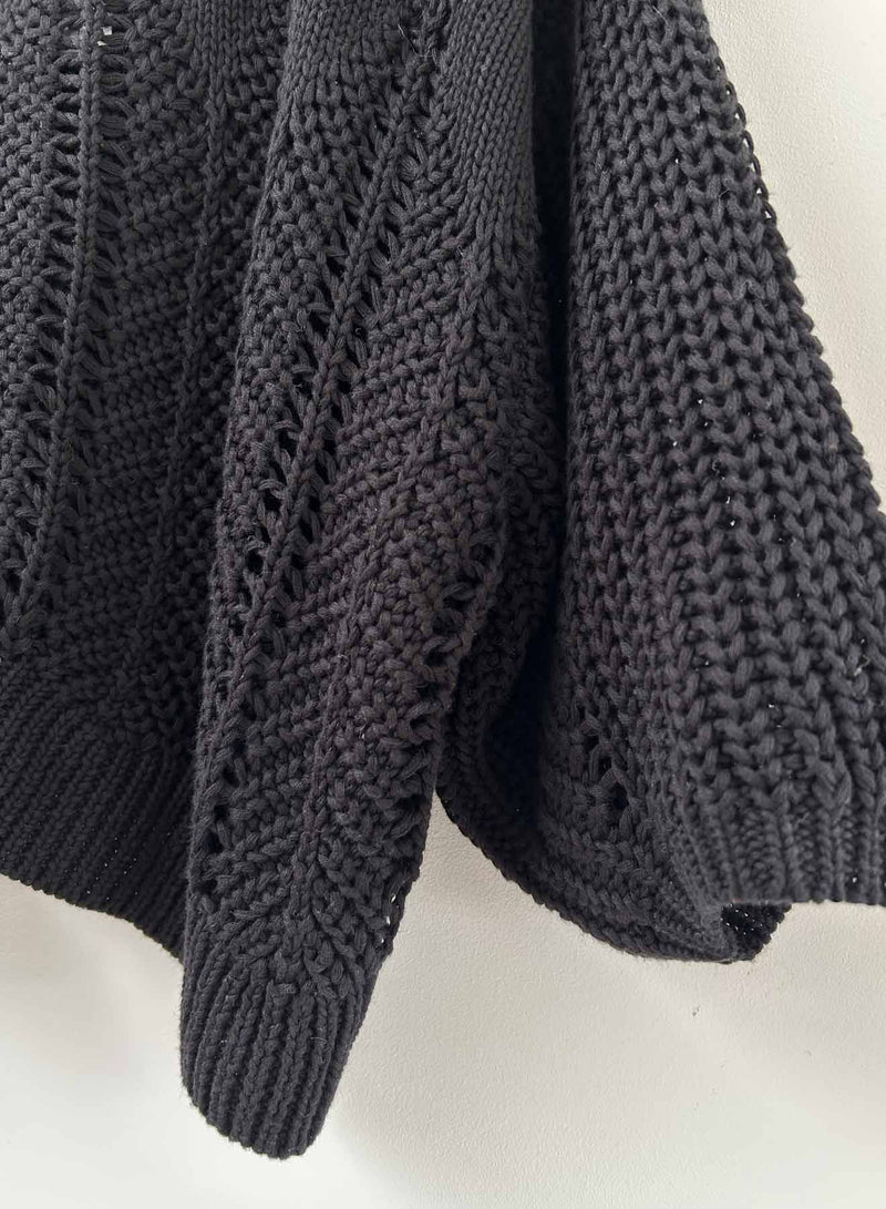 Lyla Cable Sweater - Black Stud