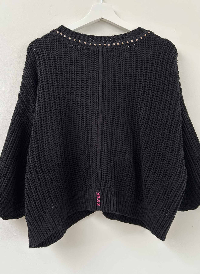 Lyla Cable Sweater - Black Stud