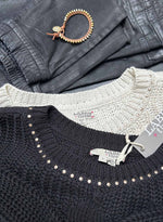 Lyla Cable Sweater - Black Stud