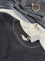 Lyla Cable Sweater - Black Stud