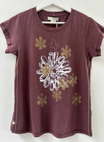 Graphic Ava Tee - Maroon Daisy Crystal