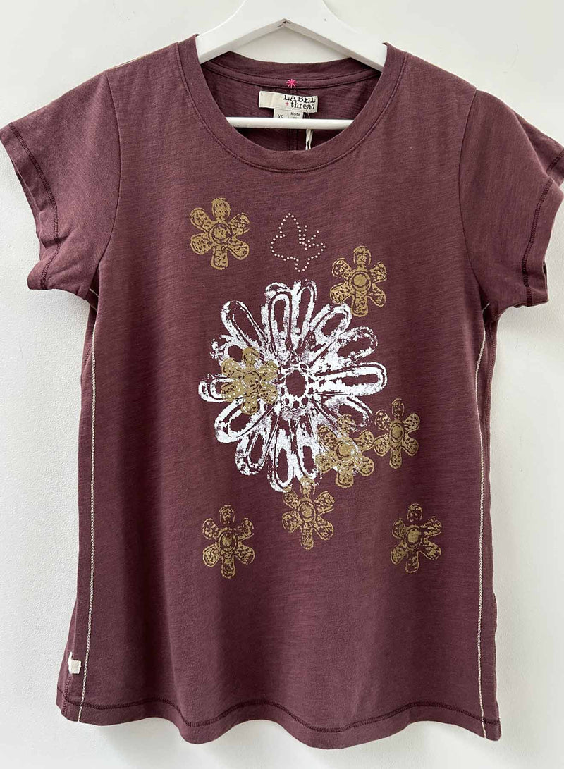 Graphic Ava Tee - Maroon Daisy Crystal