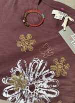 Graphic Ava Tee - Maroon Daisy Crystal