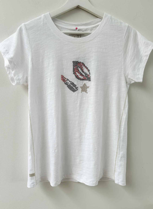 Graphic Ava Tee - White Hot Lips Crystal